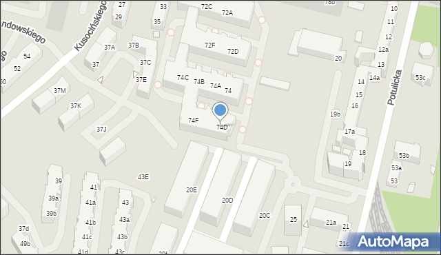 Szczecin, Sowińskiego Józefa, gen., 74D, mapa Szczecina
