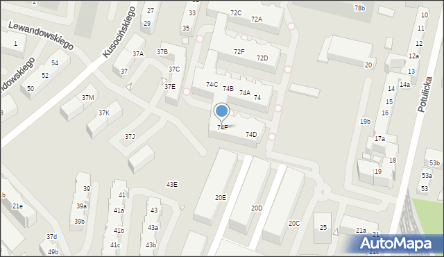 Szczecin, Sowińskiego Józefa, gen., 74F, mapa Szczecina