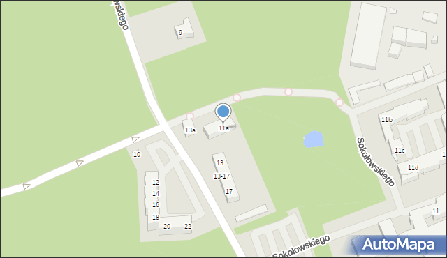 Szczecin, Sokołowskiego Alfreda, 11a, mapa Szczecina
