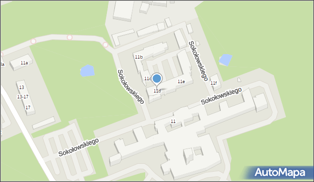 Szczecin, Sokołowskiego Alfreda, 11d, mapa Szczecina