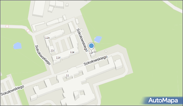 Szczecin, Sokołowskiego Alfreda, 11f, mapa Szczecina