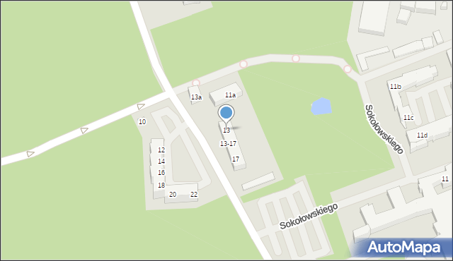 Szczecin, Sokołowskiego Alfreda, 13, mapa Szczecina