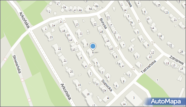 Szczecin, Sopocka, 7, mapa Szczecina