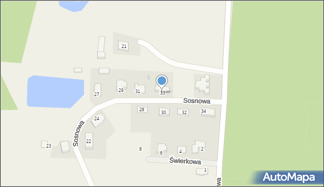 Szczepanów, Sosnowa, 33, mapa Szczepanów