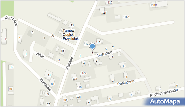 Tarnów Opolski, Sosnowa, 3, mapa Tarnów Opolski