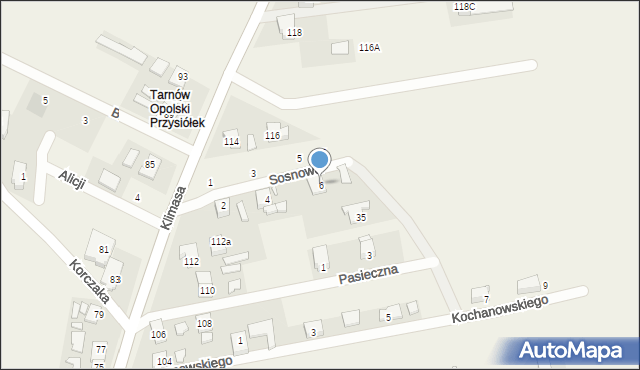 Tarnów Opolski, Sosnowa, 6, mapa Tarnów Opolski