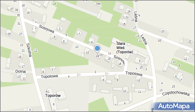 Toporów, Sosnowa, 14, mapa Toporów