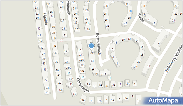 Warszawa, Sosnowiecka, 15, mapa Warszawy