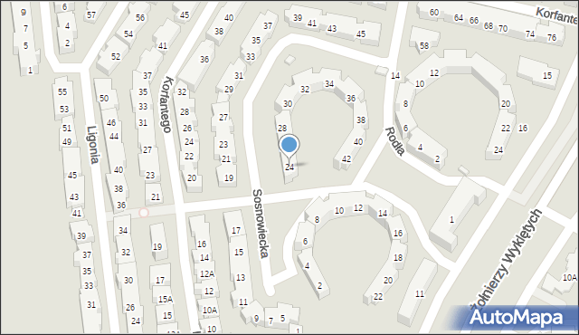 Warszawa, Sosnowiecka, 24, mapa Warszawy