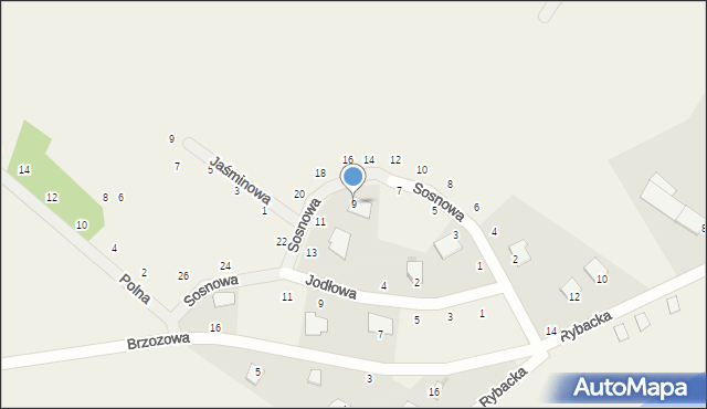 Wąsosz, Sosnowa, 9, mapa Wąsosz