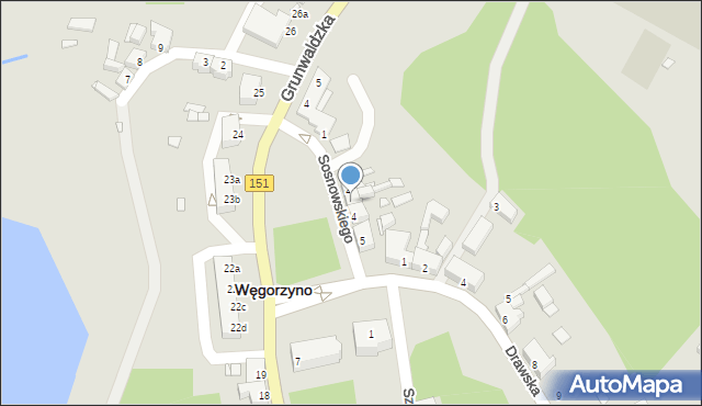 Węgorzyno, Sosnowskiego Fortunata, ks., 3, mapa Węgorzyno