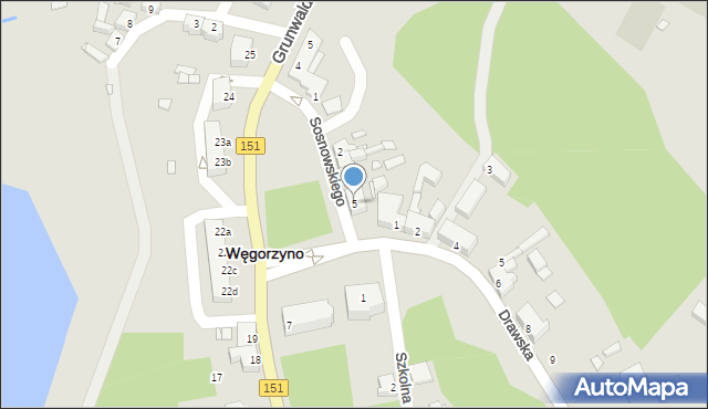 Węgorzyno, Sosnowskiego Fortunata, ks., 5, mapa Węgorzyno