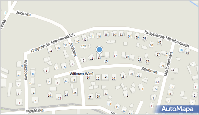 Witkowo, Sosnowa, 13, mapa Witkowo