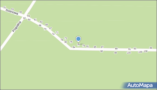 Władysławów, Sosnowa, 77, mapa Władysławów