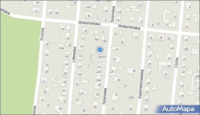 Wołomin, Sosnowa, 20, mapa Wołomin