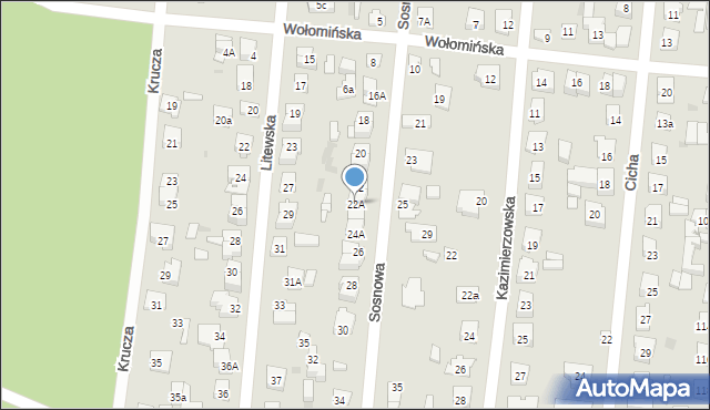 Wołomin, Sosnowa, 22A, mapa Wołomin