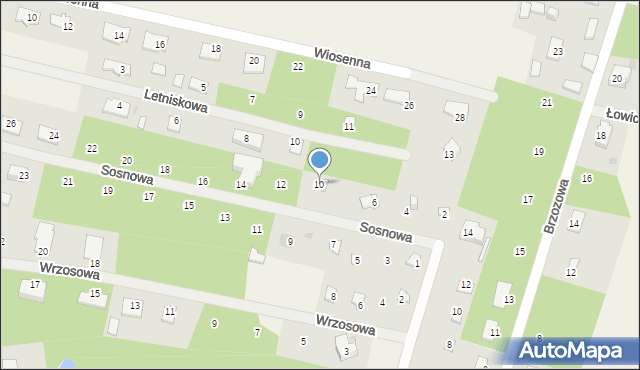 Wycinki Osowskie, Sosnowa, 10, mapa Wycinki Osowskie