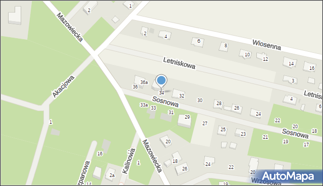 Wycinki Osowskie, Sosnowa, 34, mapa Wycinki Osowskie