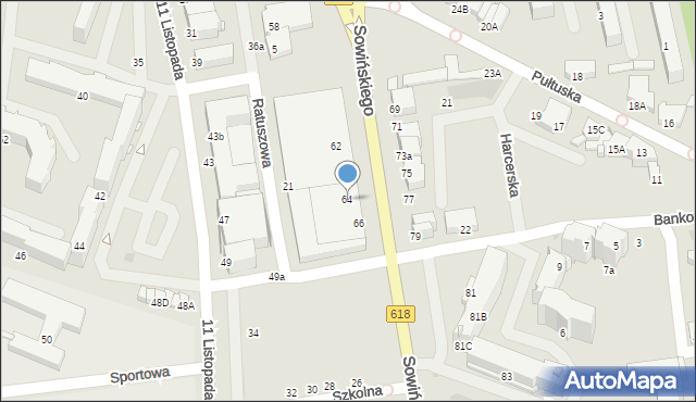 Wyszków, Sowińskiego Józefa, gen., 64, mapa Wyszków