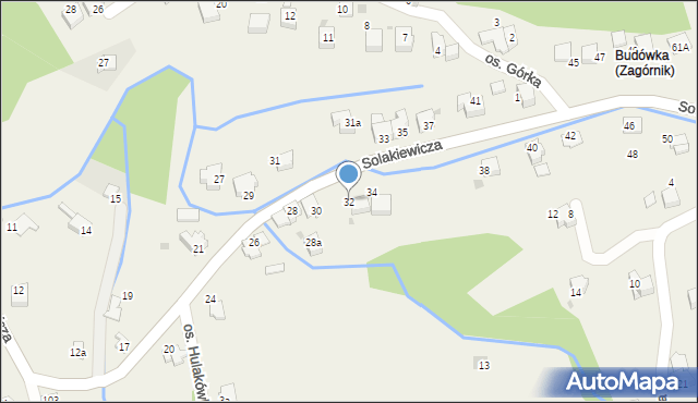 Zagórnik, Solakiewicza Leszka, ks., 32, mapa Zagórnik