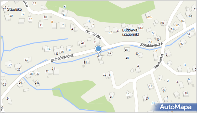 Zagórnik, Solakiewicza Leszka, ks., 40, mapa Zagórnik