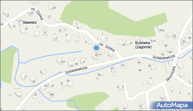 Zagórnik, Solakiewicza Leszka, ks., 41, mapa Zagórnik