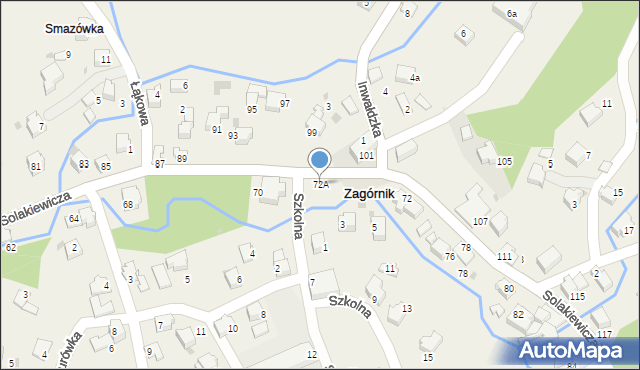 Zagórnik, Solakiewicza Leszka, ks., 72A, mapa Zagórnik