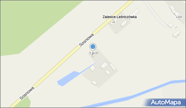 Zalesice, Sosnowa, 20, mapa Zalesice