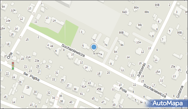 Zamość, Sochaniewicza Kazimierza, 7, mapa Zamościa