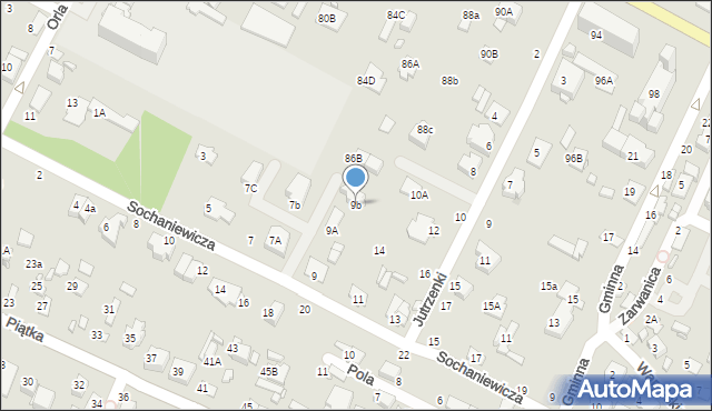 Zamość, Sochaniewicza Kazimierza, 9b, mapa Zamościa