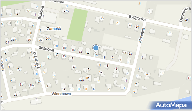 Zamość, Sosnowa, 10, mapa Zamościa