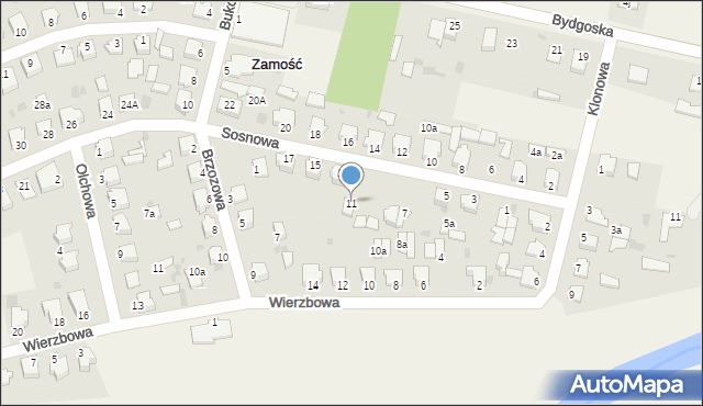 Zamość, Sosnowa, 11, mapa Zamościa