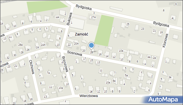 Zamość, Sosnowa, 18, mapa Zamościa