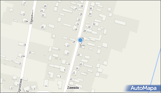 Zawada, Sobieskiego, 22, mapa Zawada