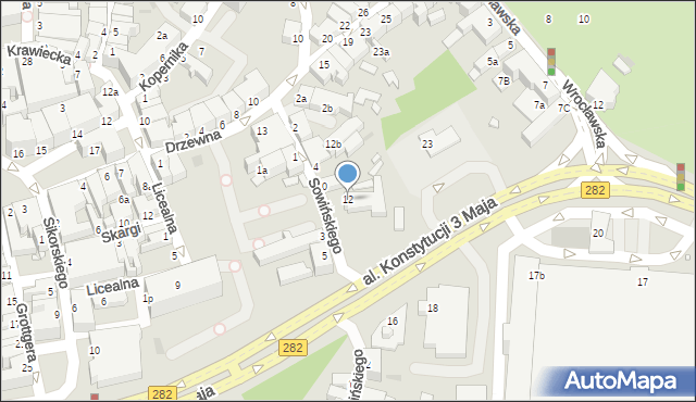 Zielona Góra, Sowińskiego Józefa, gen., 12, mapa Zielona Góra