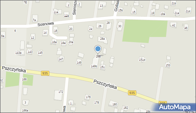 Żory, Sosnowa, 28B, mapa Żor