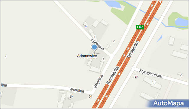 Adamowice, Spokojna, 3, mapa Adamowice