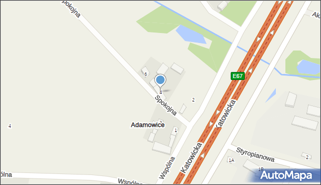 Adamowice, Spokojna, 4, mapa Adamowice