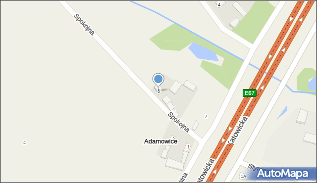 Adamowice, Spokojna, 6, mapa Adamowice