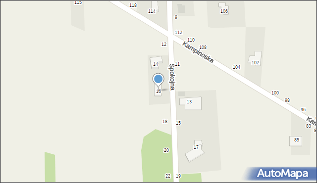 Augustówek, Spokojna, 16, mapa Augustówek