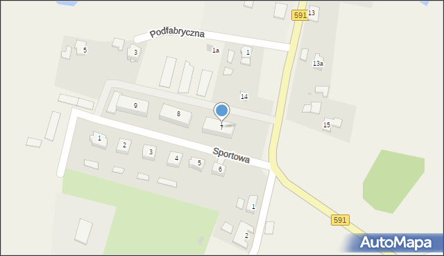 Barciany, Sportowa, 7, mapa Barciany