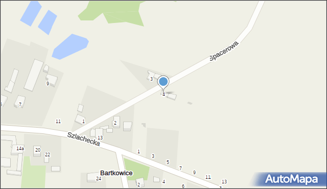 Bartkowice, Spacerowa, 4, mapa Bartkowice