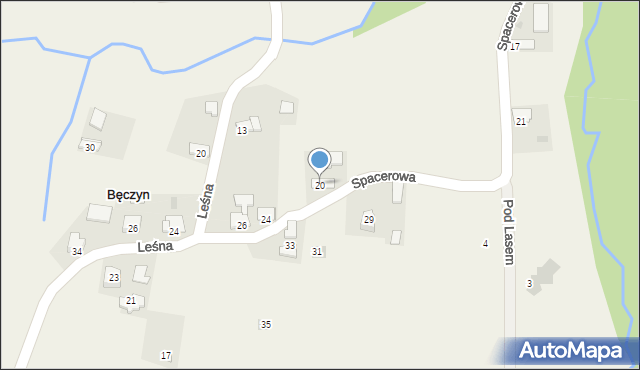 Bęczyn, Spacerowa, 20, mapa Bęczyn