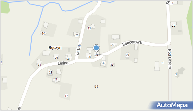 Bęczyn, Spacerowa, 24, mapa Bęczyn