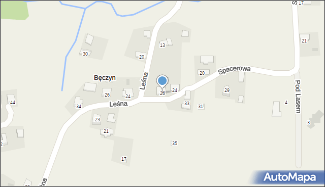 Bęczyn, Spacerowa, 26, mapa Bęczyn