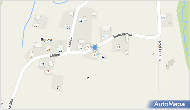 Bęczyn, Spacerowa, 33, mapa Bęczyn