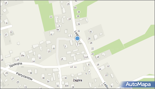 Bełżec, Spokojna, 1, mapa Bełżec