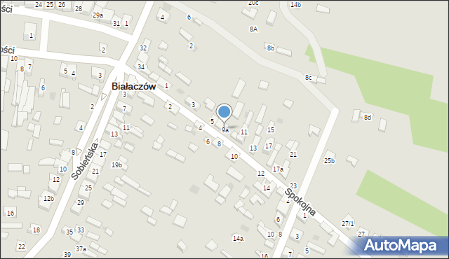 Białaczów, Spokojna, 9a, mapa Białaczów