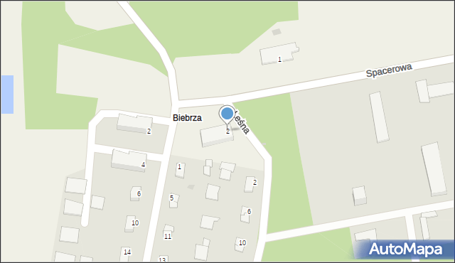 Biebrza, Spacerowa, 2, mapa Biebrza