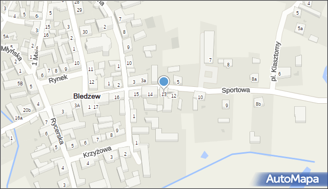 Bledzew, Sportowa, 13, mapa Bledzew